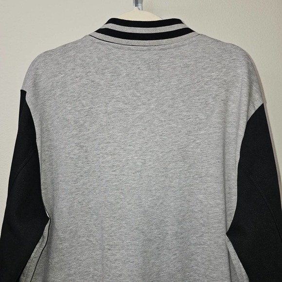 PENGUIN Men's Varsity Gray & Black Rib Knit Button Closure Bomber Jacket Sz XL - Picture 7 of 14